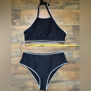 Beachsissi Black Bikini Set with White Trim